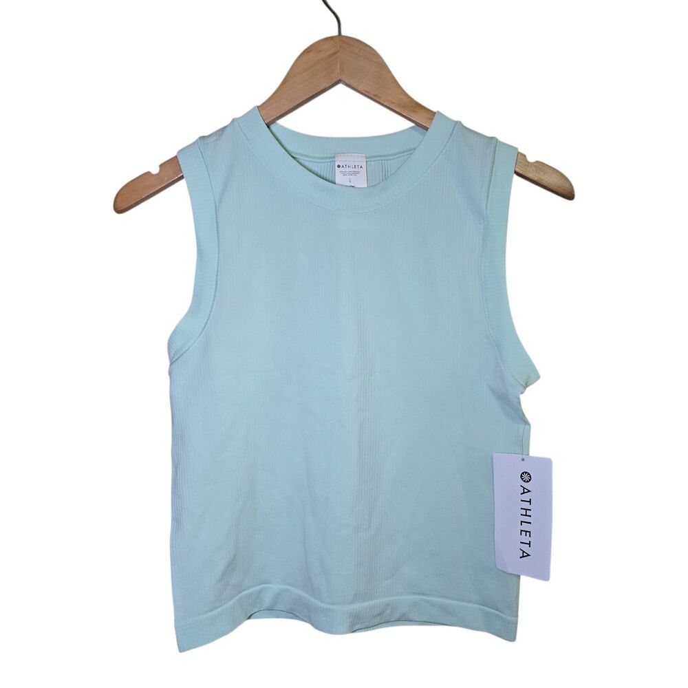 Athleta Aurora Seamless Crop Rib Tank Women's Size Large Hint of Mint NWT $45